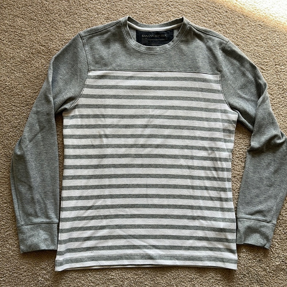 Men’s Banana Republic Large Casual Nautical Striped Long Sleeve Shirt